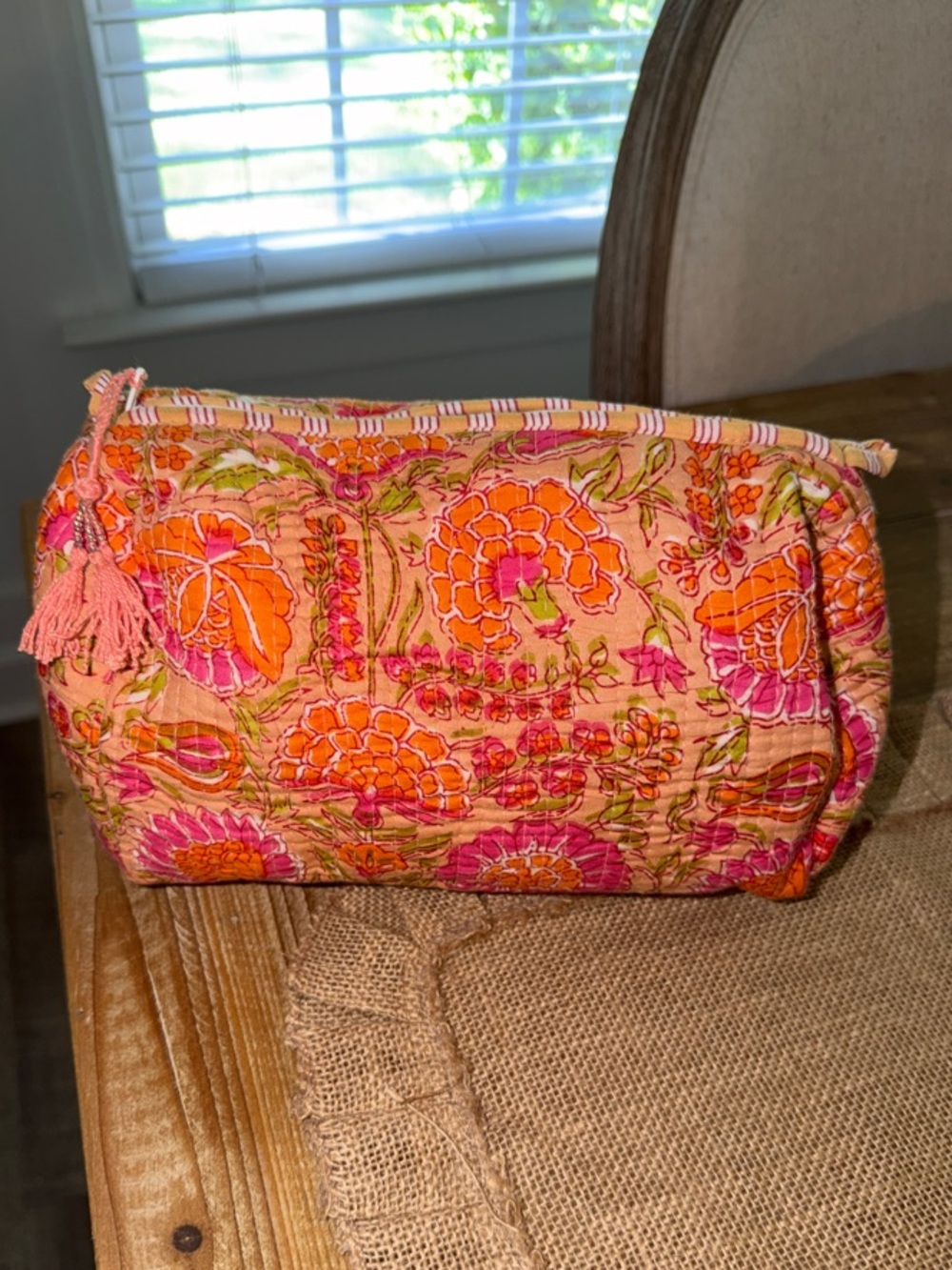Floral Quilted Cosmetic Pouch